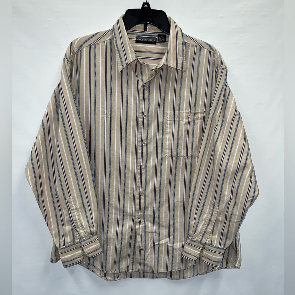 Andrew Fezza Shirt Mens Extra Large Multicolor Long Sleeve 100% Cotton Pocket